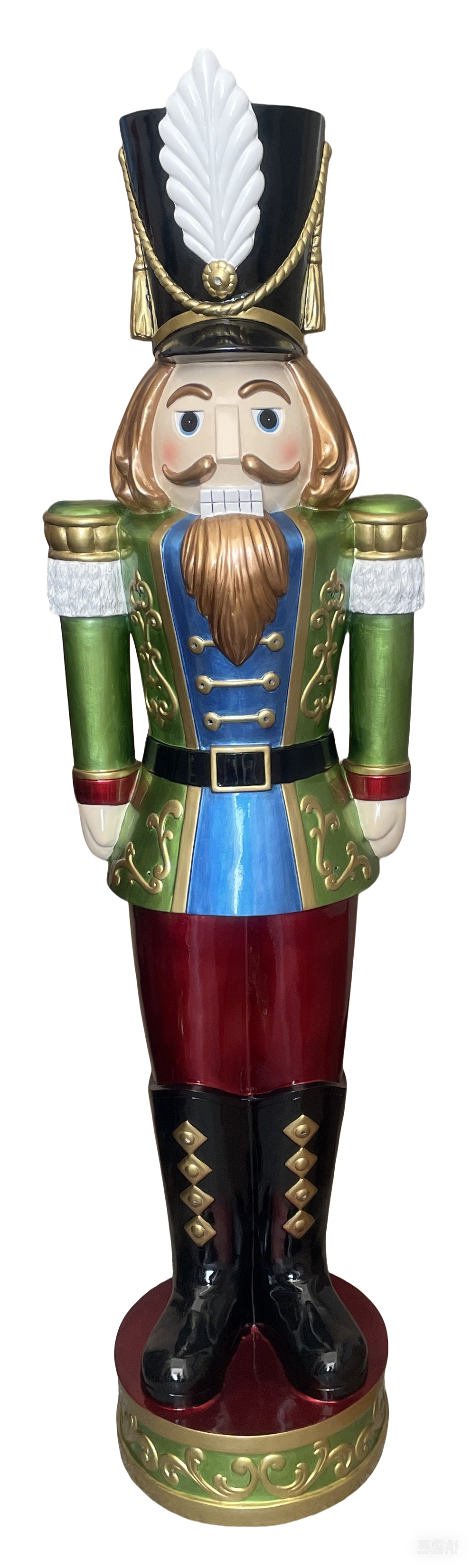 5.5ft Traditional Christmas Nutcracker Soldier - Green, Red and Blue with LED Lights