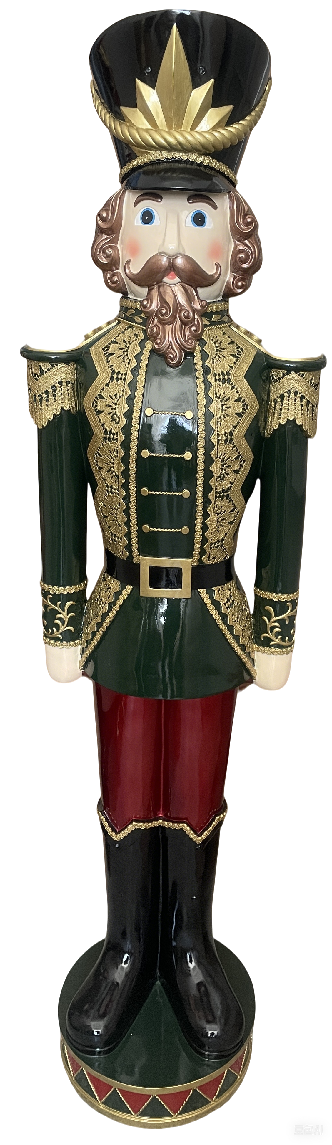 5ft Traditional Christmas Nutcracker Soldier - Dark Green, Red and Black with LED Lights