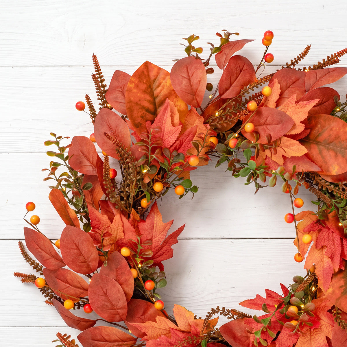 The Christmas Centre 26in Prelit Rustic Autumn Wreath with Warm White Battery Operated LED Lights