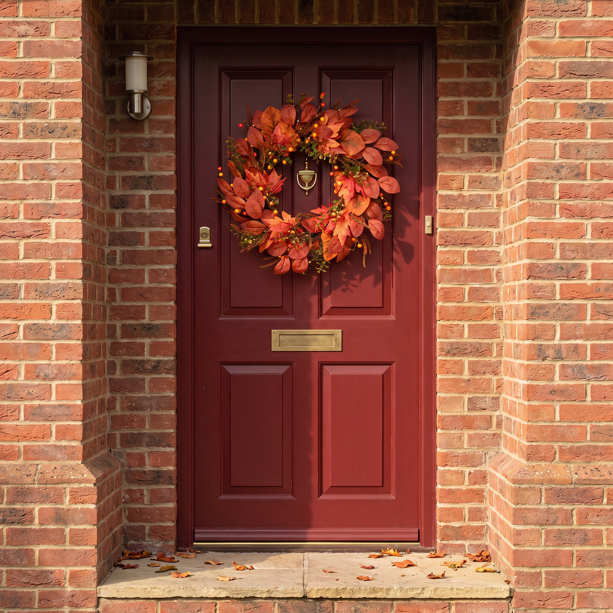 The Christmas Centre 26in Prelit Rustic Autumn Wreath with Warm White Battery Operated LED Lights