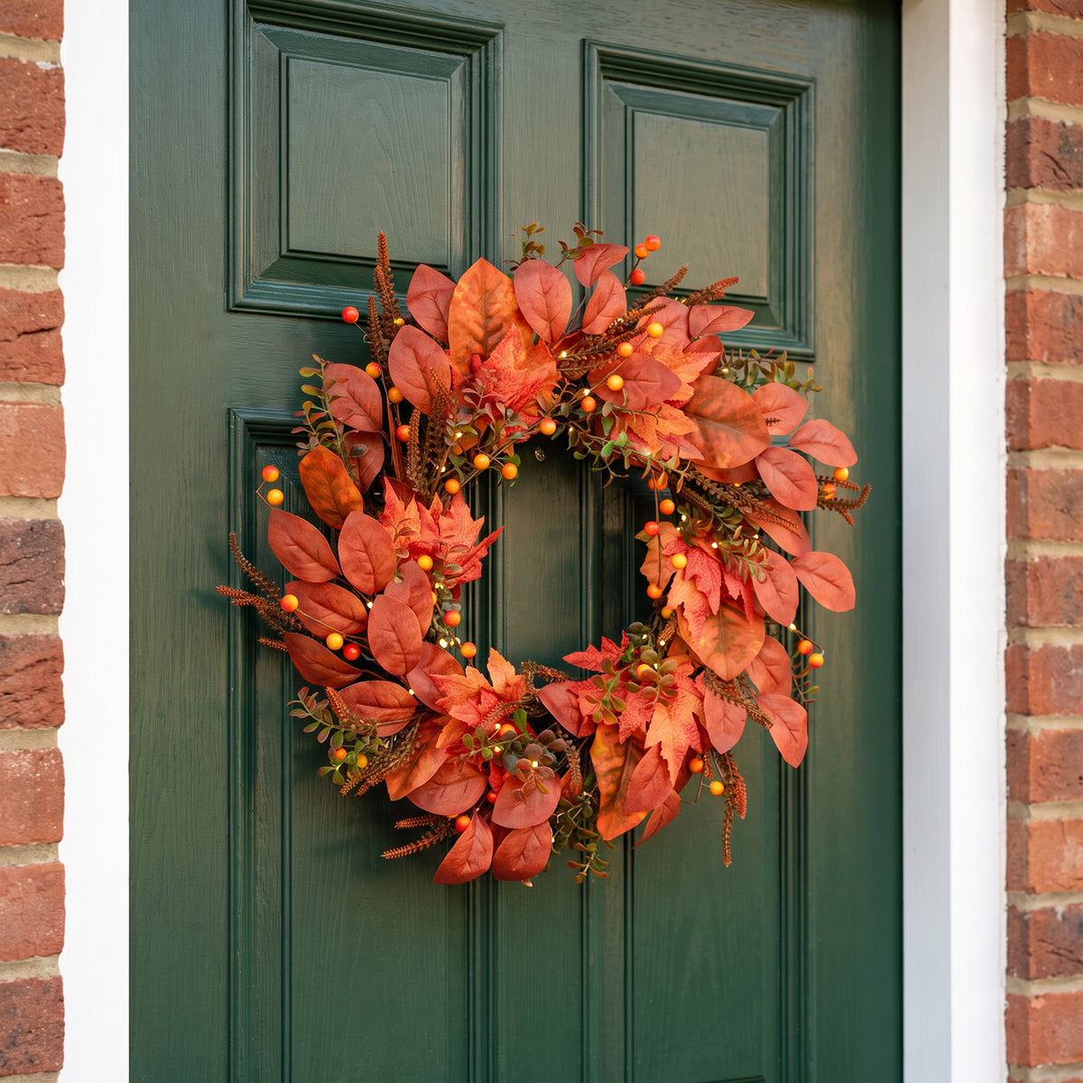 The Christmas Centre 26in Prelit Rustic Autumn Wreath with Warm White Battery Operated LED Lights