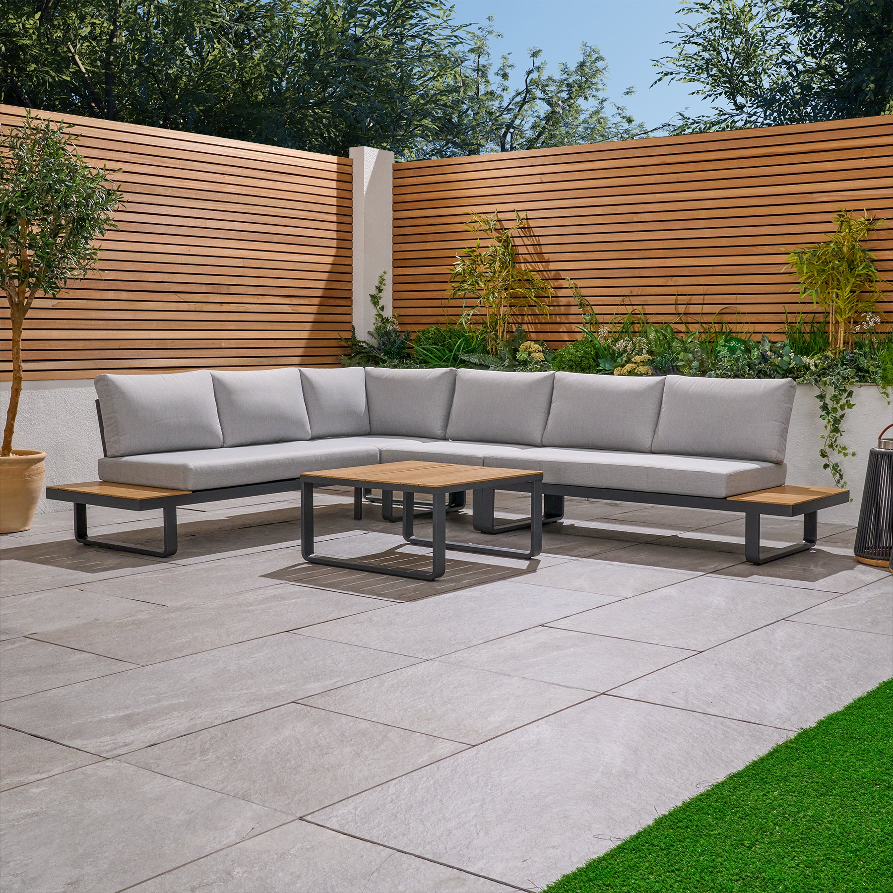 Metal Corner Outside Furniture Grey Metal Steel Corner Sofa Garden