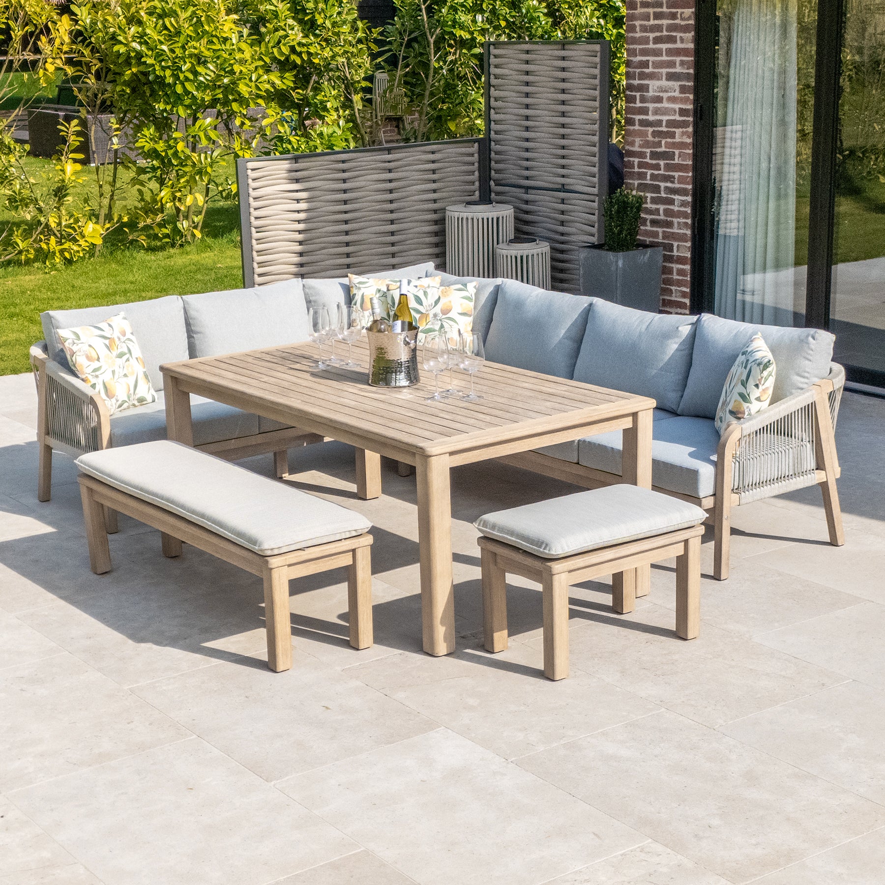 Acacia Wood Wooden Garden Loungers With Cushions Hartman Eden