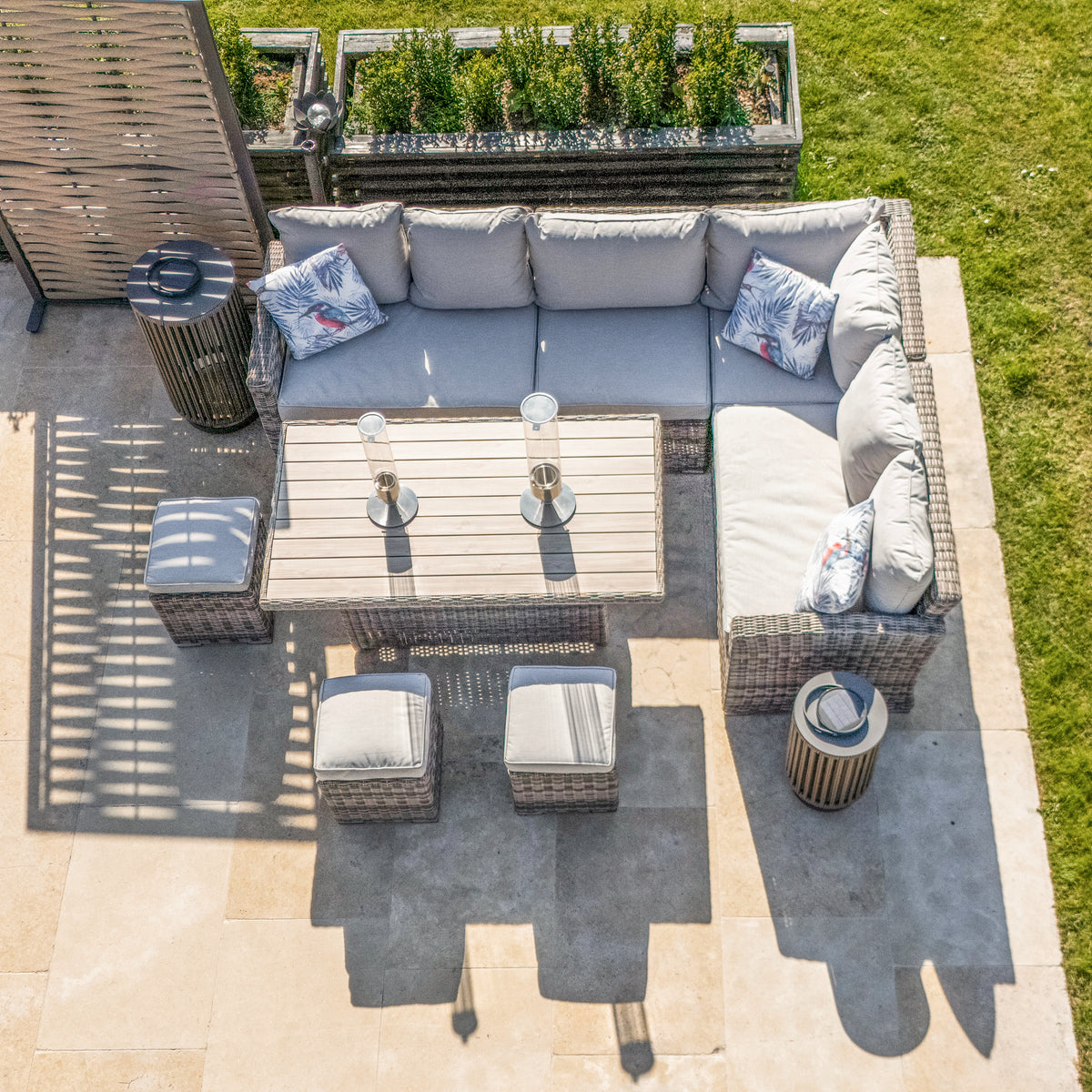 Kettler Palma Adjustable Table with Rattan Corner Sofa Set