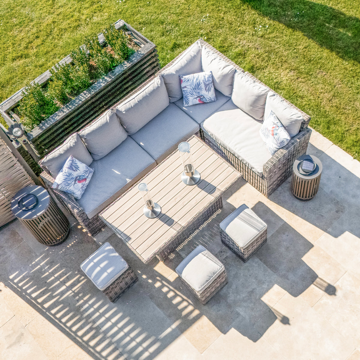 Kettler Palma Adjustable Table with Rattan Corner Sofa Set