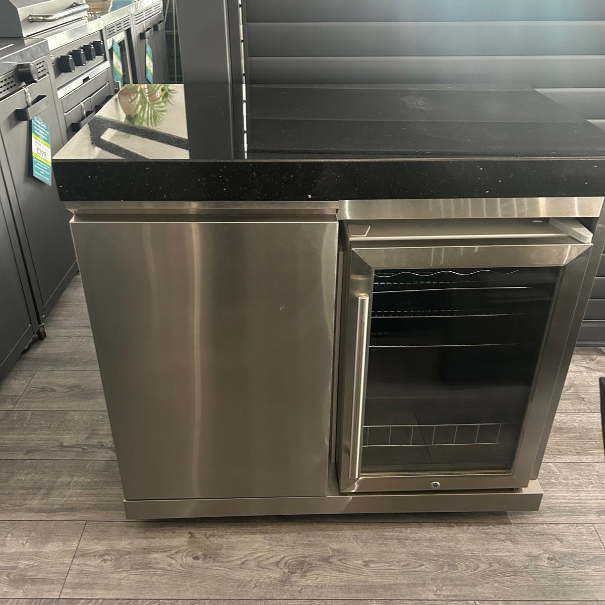 Ex Display Draco Grills Outdoor Stainless Steel Single Fridge Cabinet with Granite Top 60L