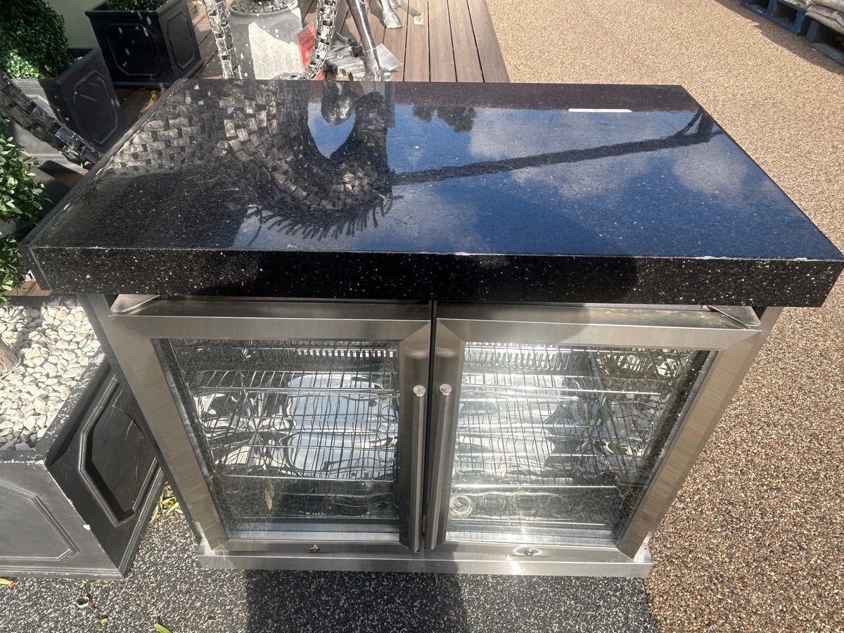 Ex Display Draco Grills Outdoor Kitchen Stainless Steel Double Fridge Unit with Granite Top
