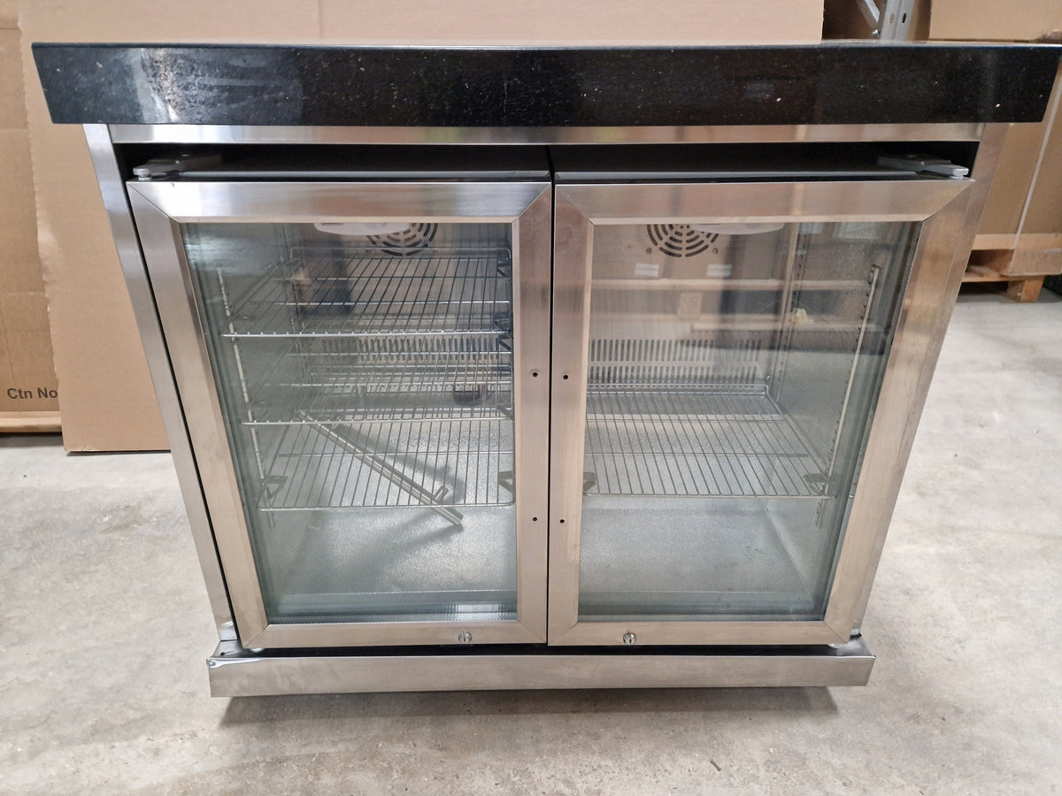 Ex Display Draco Grills Outdoor Kitchen Stainless Steel Double Fridge Unit with Granite Top
