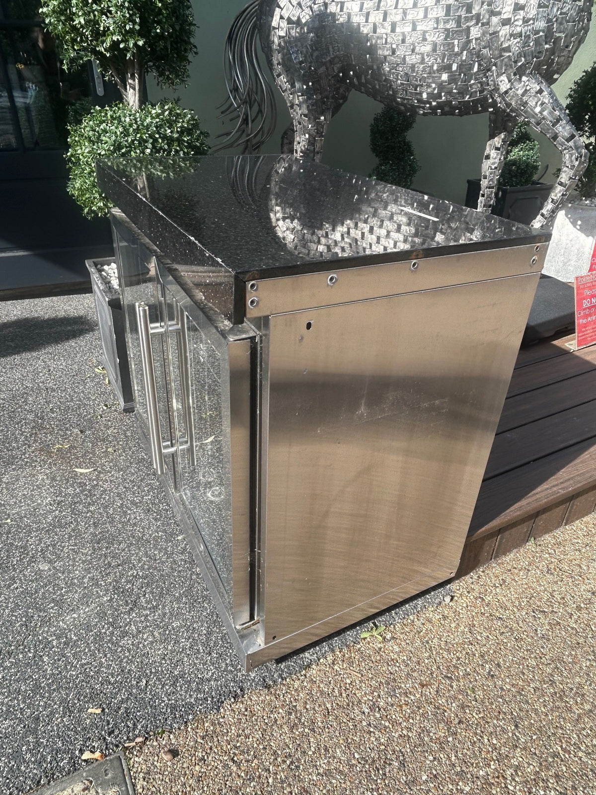 Ex Display Draco Grills Outdoor Kitchen Stainless Steel Double Fridge Unit with Granite Top