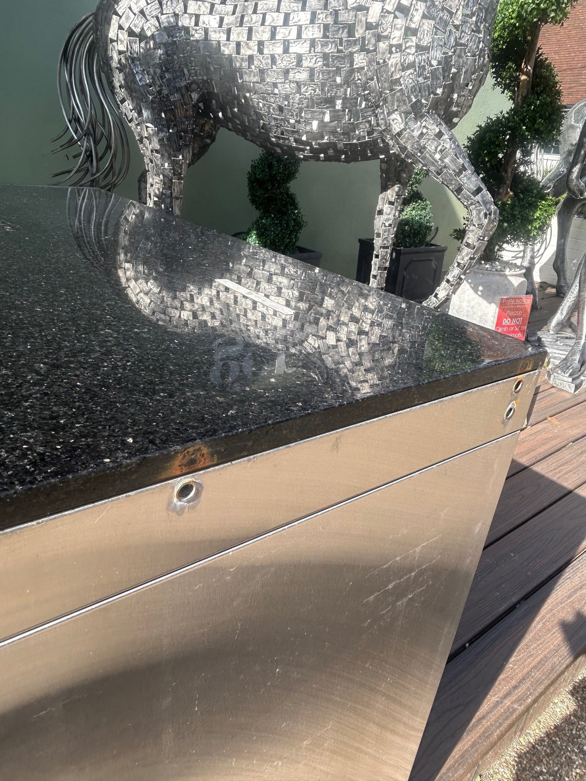 Ex Display Draco Grills Outdoor Kitchen Stainless Steel Double Fridge Unit with Granite Top