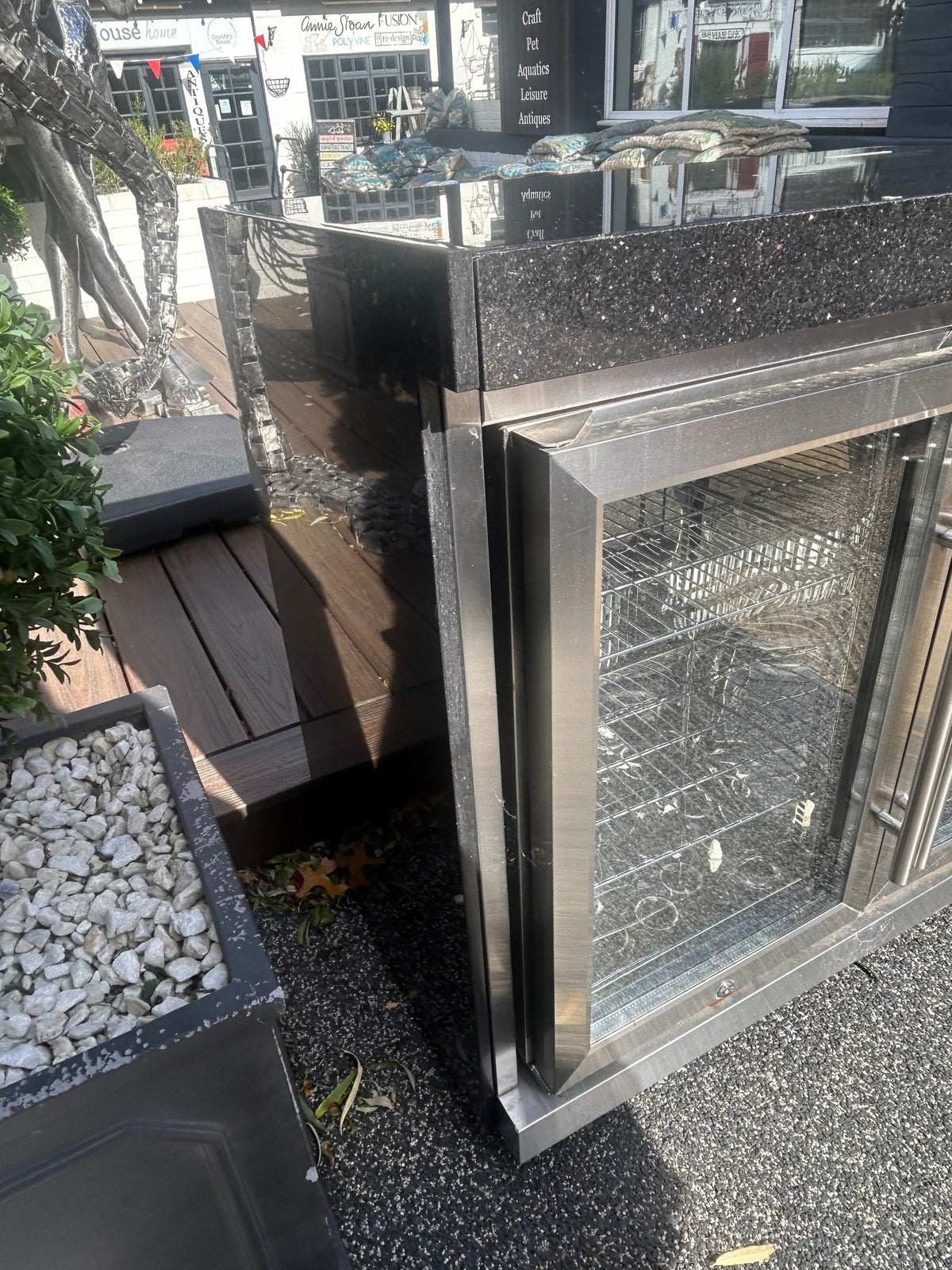 Ex Display Draco Grills Outdoor Kitchen Stainless Steel Double Fridge Unit with Granite Top