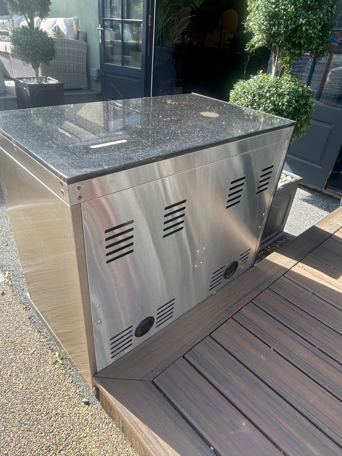 Ex Display Draco Grills Outdoor Kitchen Stainless Steel Double Fridge Unit with Granite Top