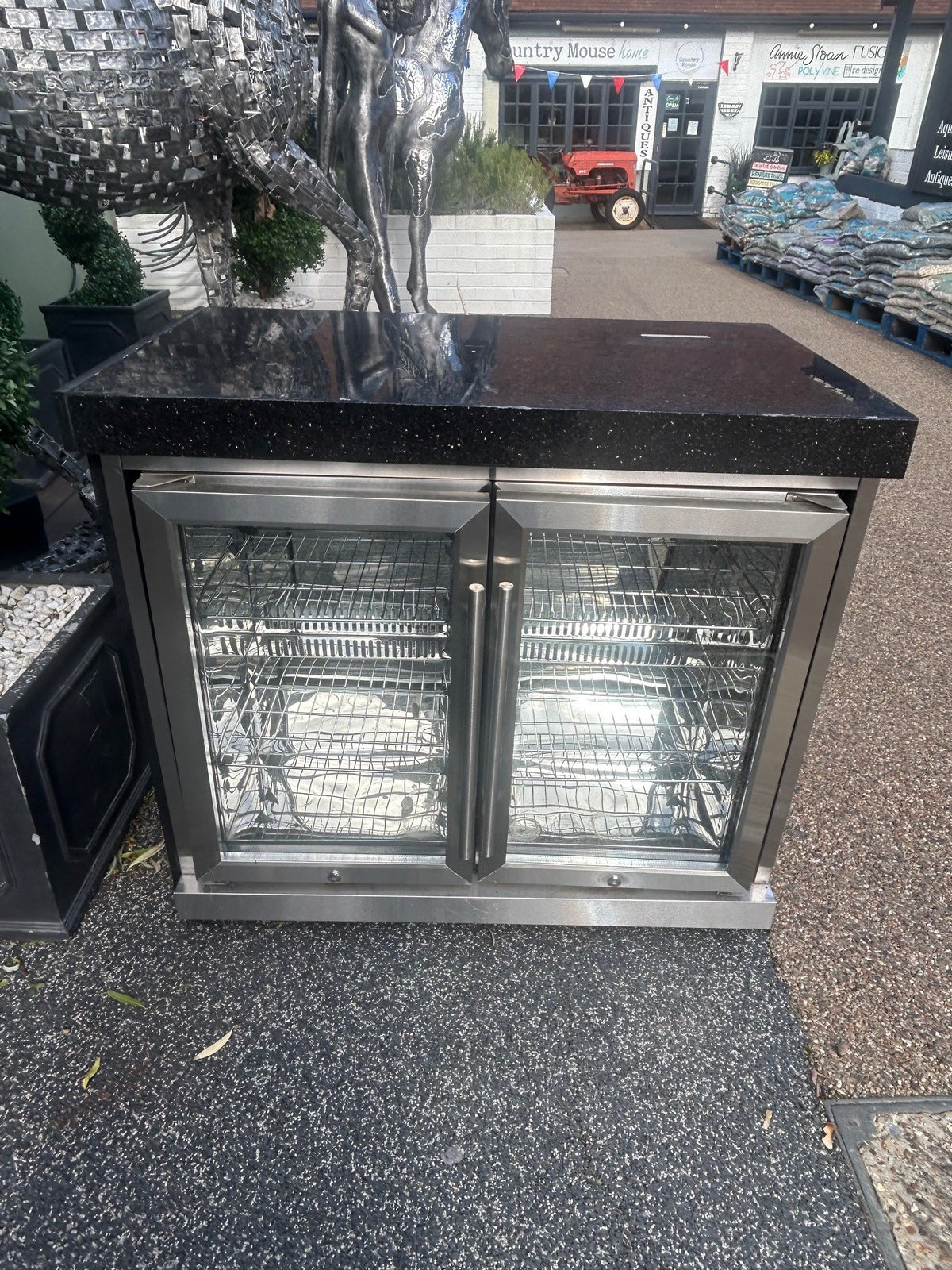 Ex Display Draco Grills Outdoor Kitchen Stainless Steel Double Fridge Unit with Granite Top
