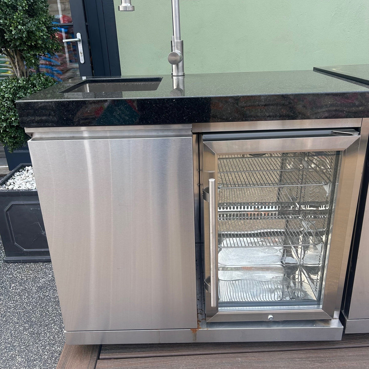 Ex Display Draco Grills Outdoor Stainless Steel Single Fridge and Sink Cabinet 60L