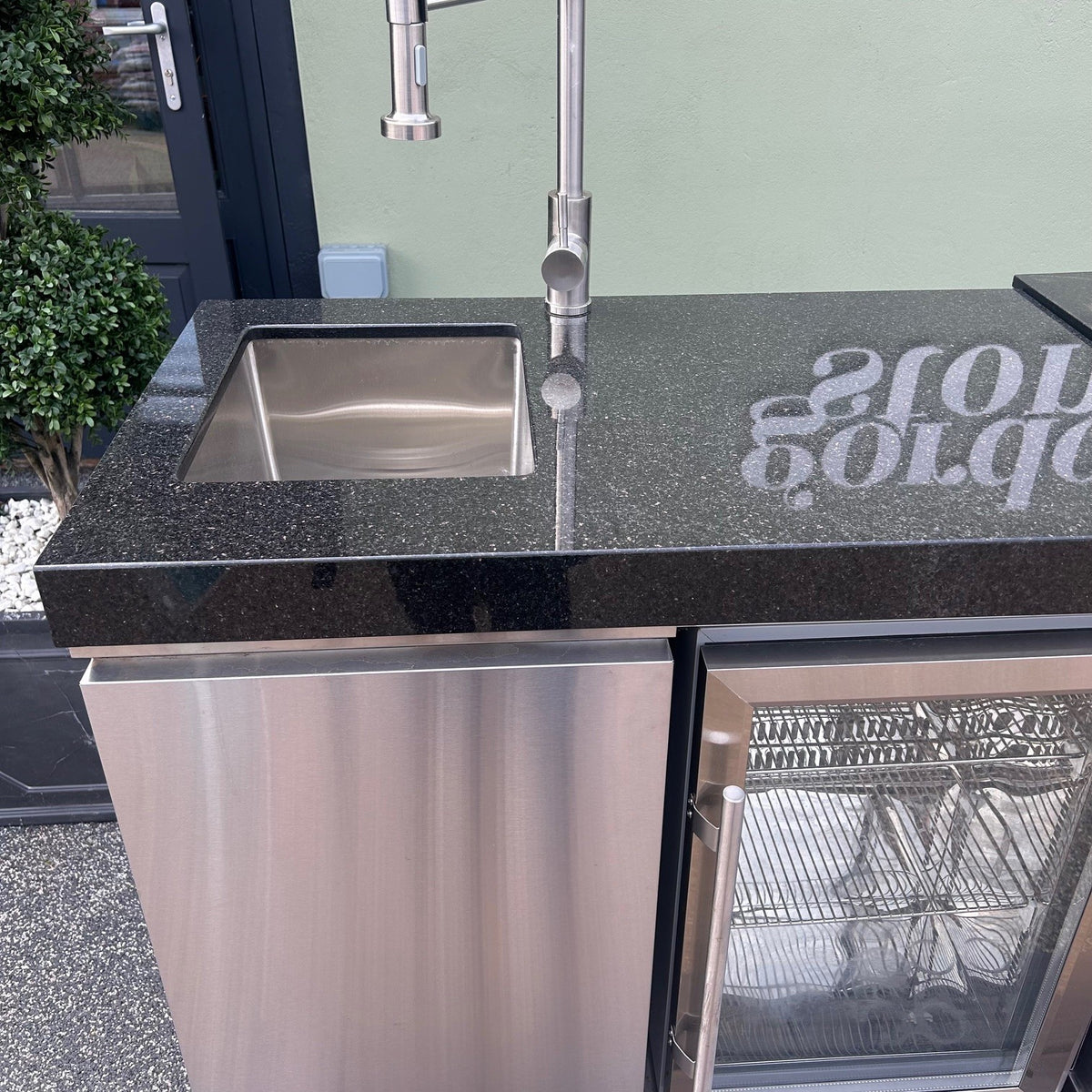 Ex Display Draco Grills Outdoor Stainless Steel Single Fridge and Sink Cabinet 60L