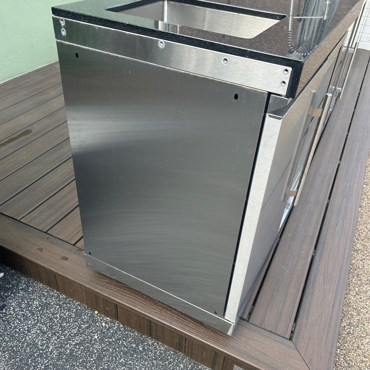 Ex Display Draco Grills Outdoor Stainless Steel Single Fridge and Sink Cabinet 60L