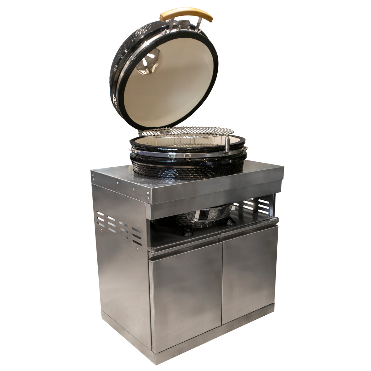 Draco Grills Outdoor Kitchen Stainless Steel Black Kamado Egg BBQ Unit