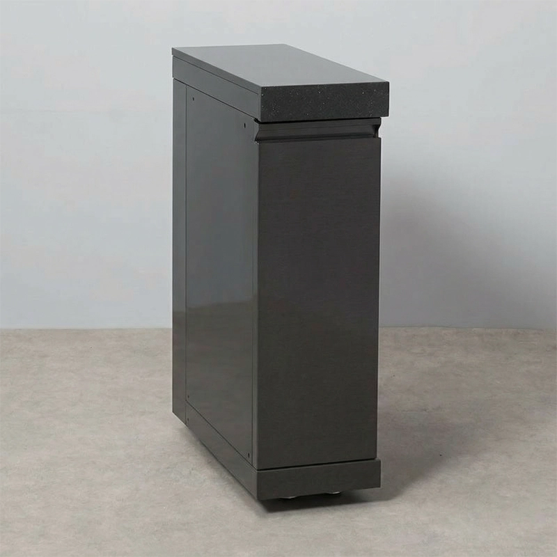Draco Grills Outdoor Kitchen Black Stainless Steel Slimline Pull Out Drawer Cabinet with Granite Top