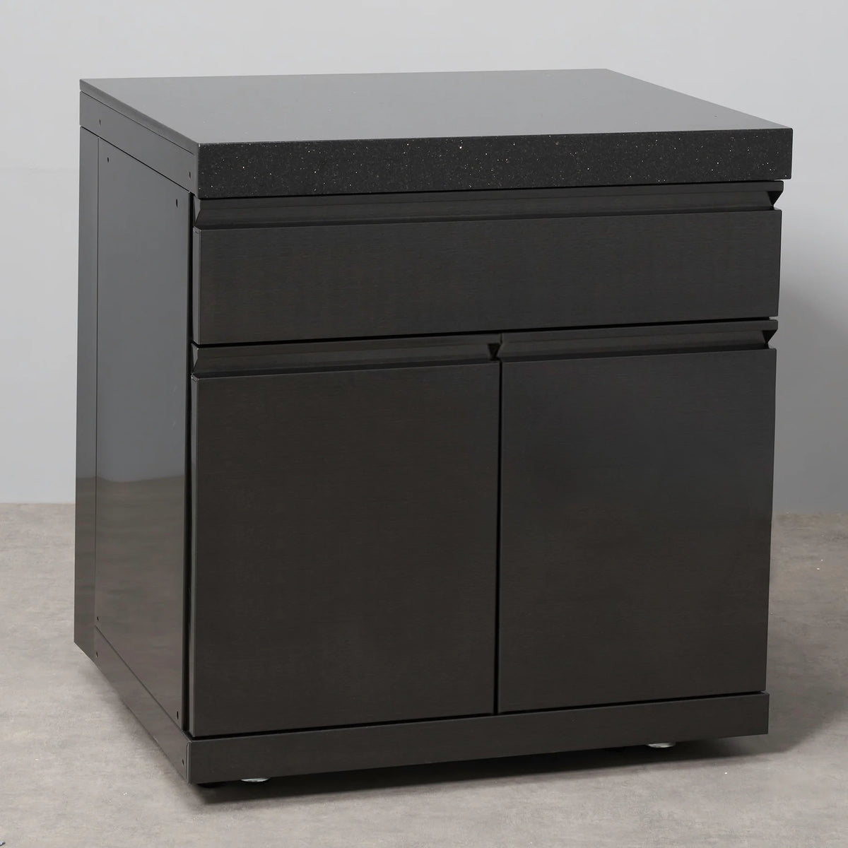 Draco Grills Outdoor Kitchen Black Stainless Steel Single Drawer and Double Door Cabinet