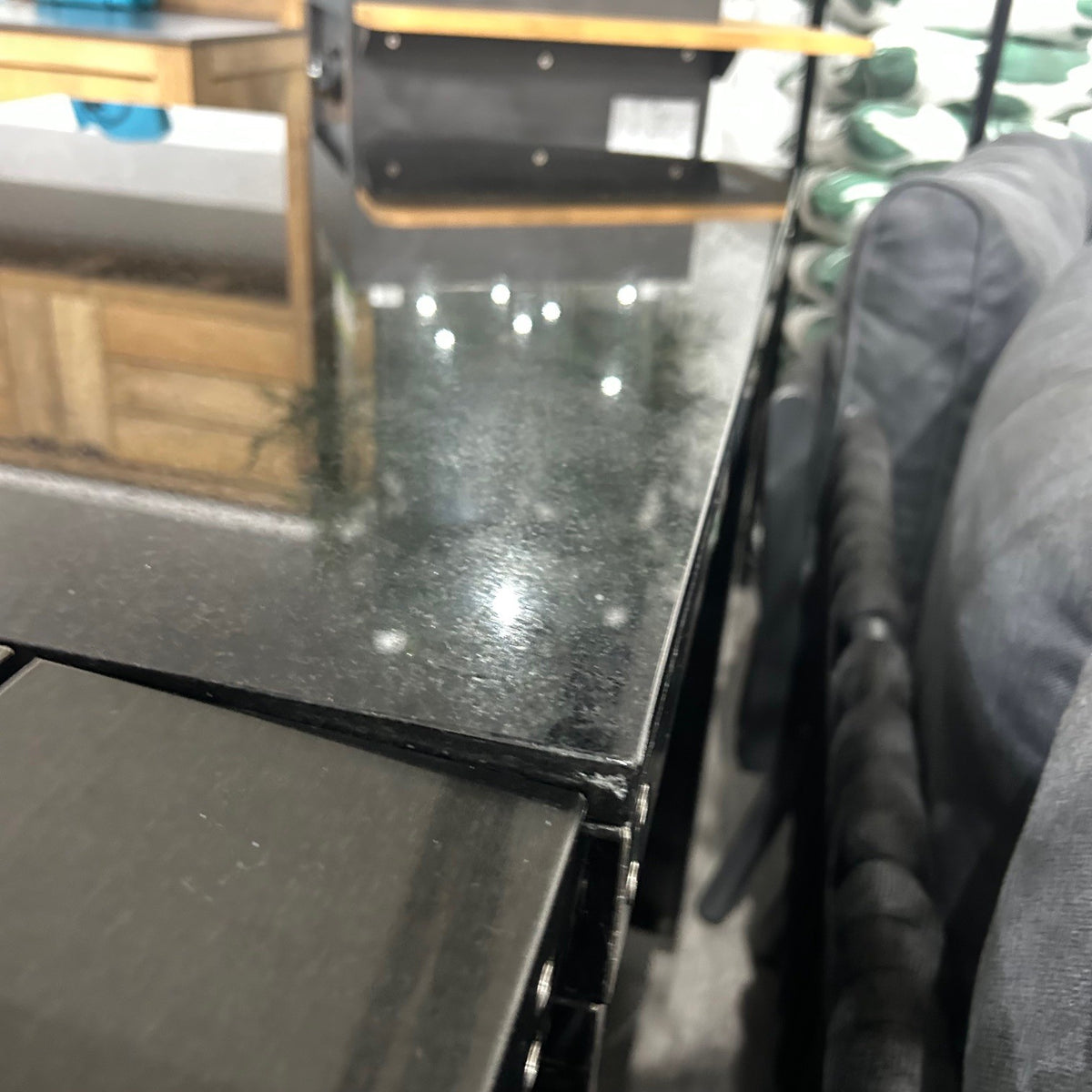 Ex Display Draco Grills 6 Burner BBQ Black Stainless Steel Modular Outdoor Kitchen with Double Fridge and 3 Drawer Unit