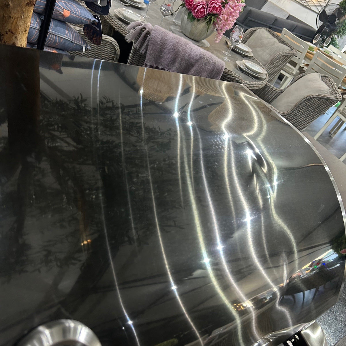 Ex Display Draco Grills 6 Burner BBQ Black Stainless Steel Modular Outdoor Kitchen with Double Fridge and 3 Drawer Unit