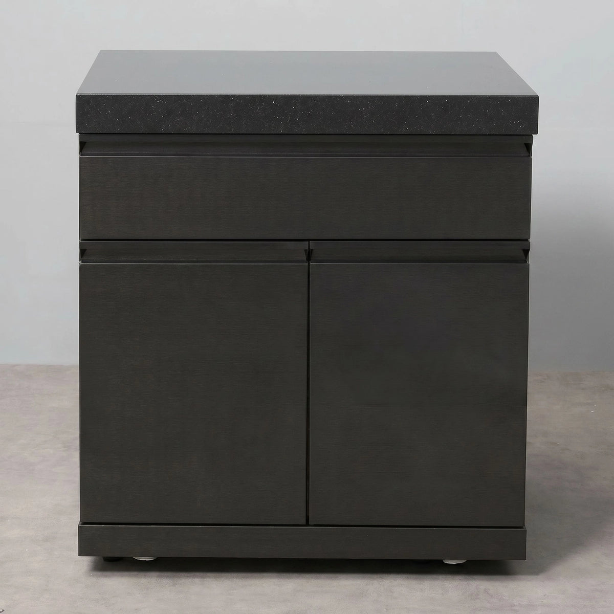 Draco Grills Outdoor Kitchen Black Stainless Steel Single Drawer and Double Door Cabinet