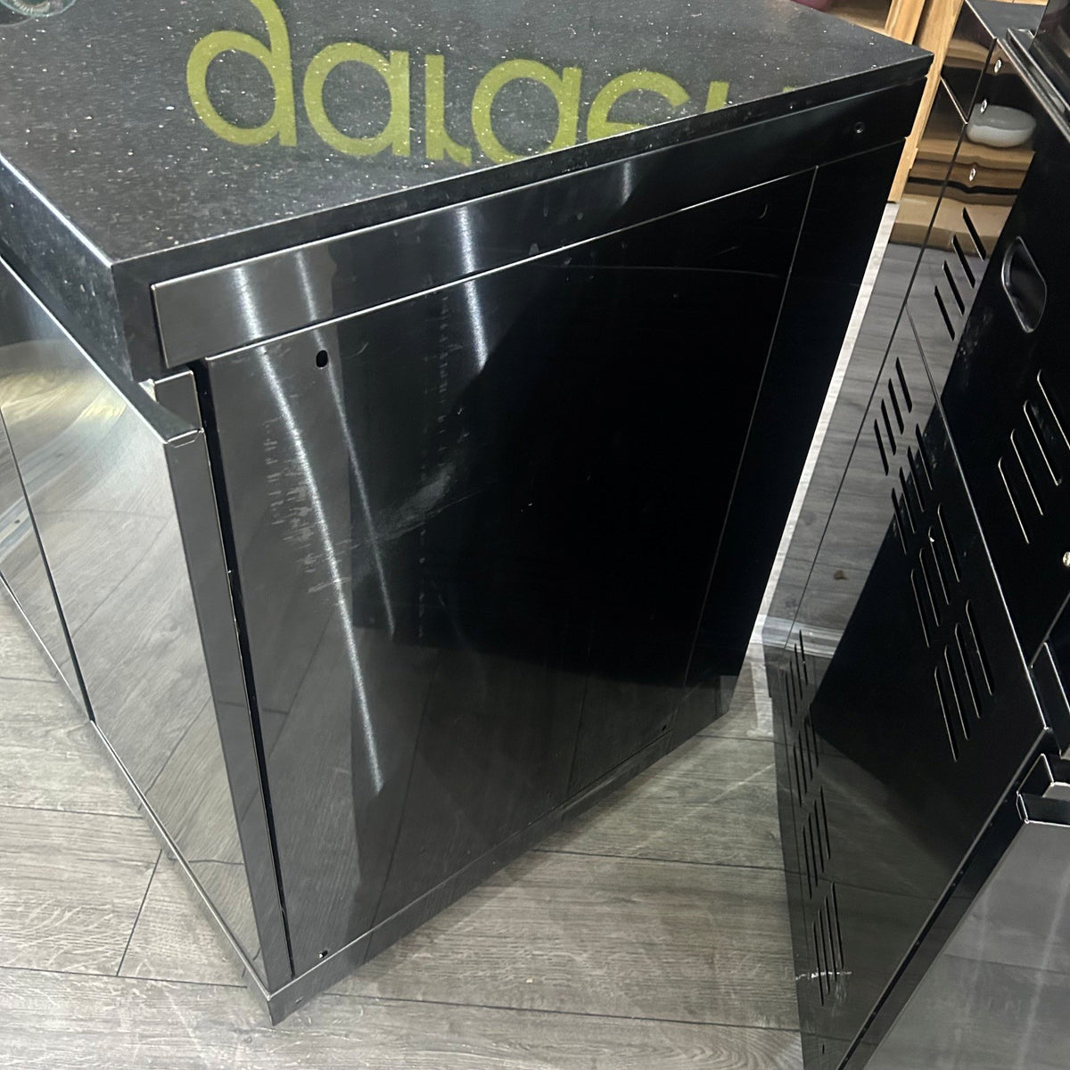 Ex Display Draco Grills 4 Burner Black Stainless Steel Outdoor Kitchen with Double Cupboard and Sear Station