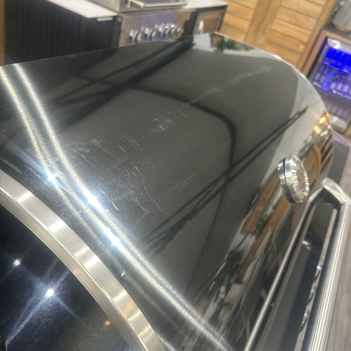 Ex Display Draco Grills 4 Burner Black Stainless Steel Outdoor Kitchen with Double Cupboard and Sear Station