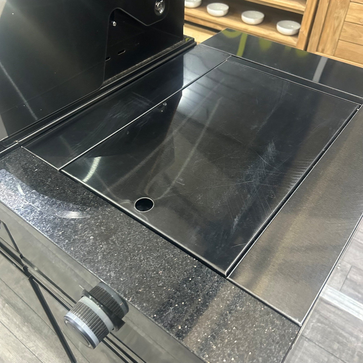 Ex Display Draco Grills 4 Burner Black Stainless Steel Outdoor Kitchen with Double Cupboard and Sear Station