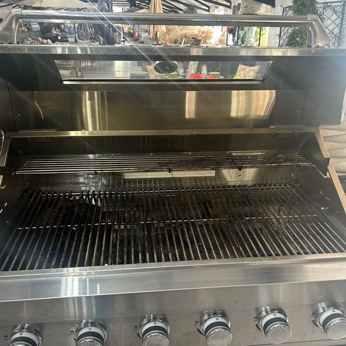 Ex Display Draco Grills 6 Burner Stainless Steel Outdoor Kitchen with Sear Station, Single Fridge, Double Cupboard