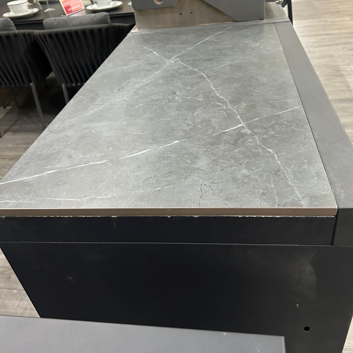 Ex Display Draco Grills Fusion 6 Burner Black Outdoor Kitchen with Fridge Unit and Cupboard