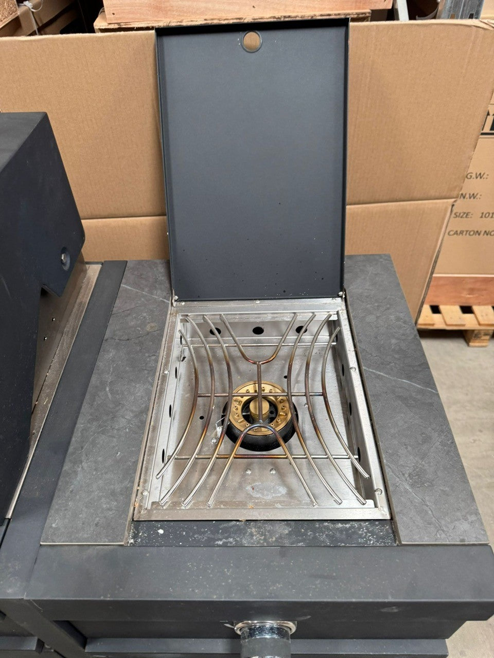 Ex Display Draco Grills Fusion 6 Burner Black Outdoor Kitchen with Side Burner and Double Cupboard