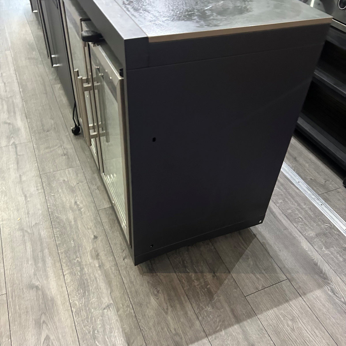 Ex Display Draco Grills Fusion 6 Burner Black Outdoor Kitchen with Side Burner, Double Fridge and Double Cupboard