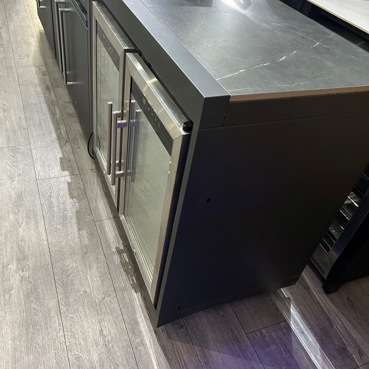 Ex Display Draco Grills Fusion 6 Burner Black Outdoor Kitchen with Double Fridge and Cupboard