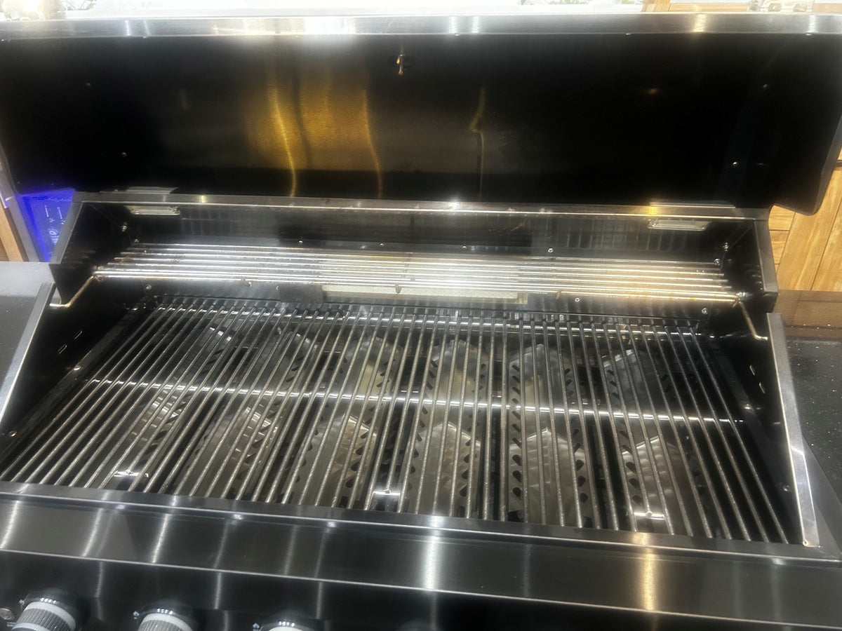 Ex Display Draco Grills 6 Burner Black Stainless Steel Outdoor Kitchen with 3 Drawer Unit and Single Fridge