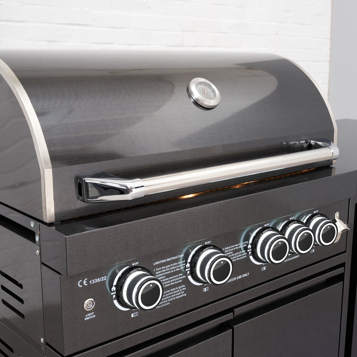 Draco Grills 4 Burner BBQ Black Stainless Steel Modular Outdoor Kitchen with Double Fridge and Double Cabinet
