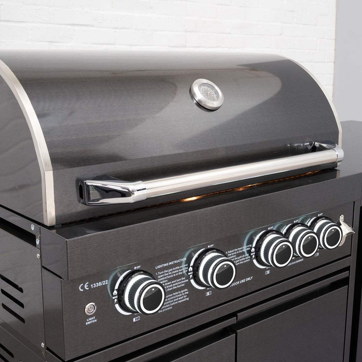 Draco Grills 4 Burner BBQ Black Stainless Steel Modular Outdoor Kitchen with Sear Station and Cabinets