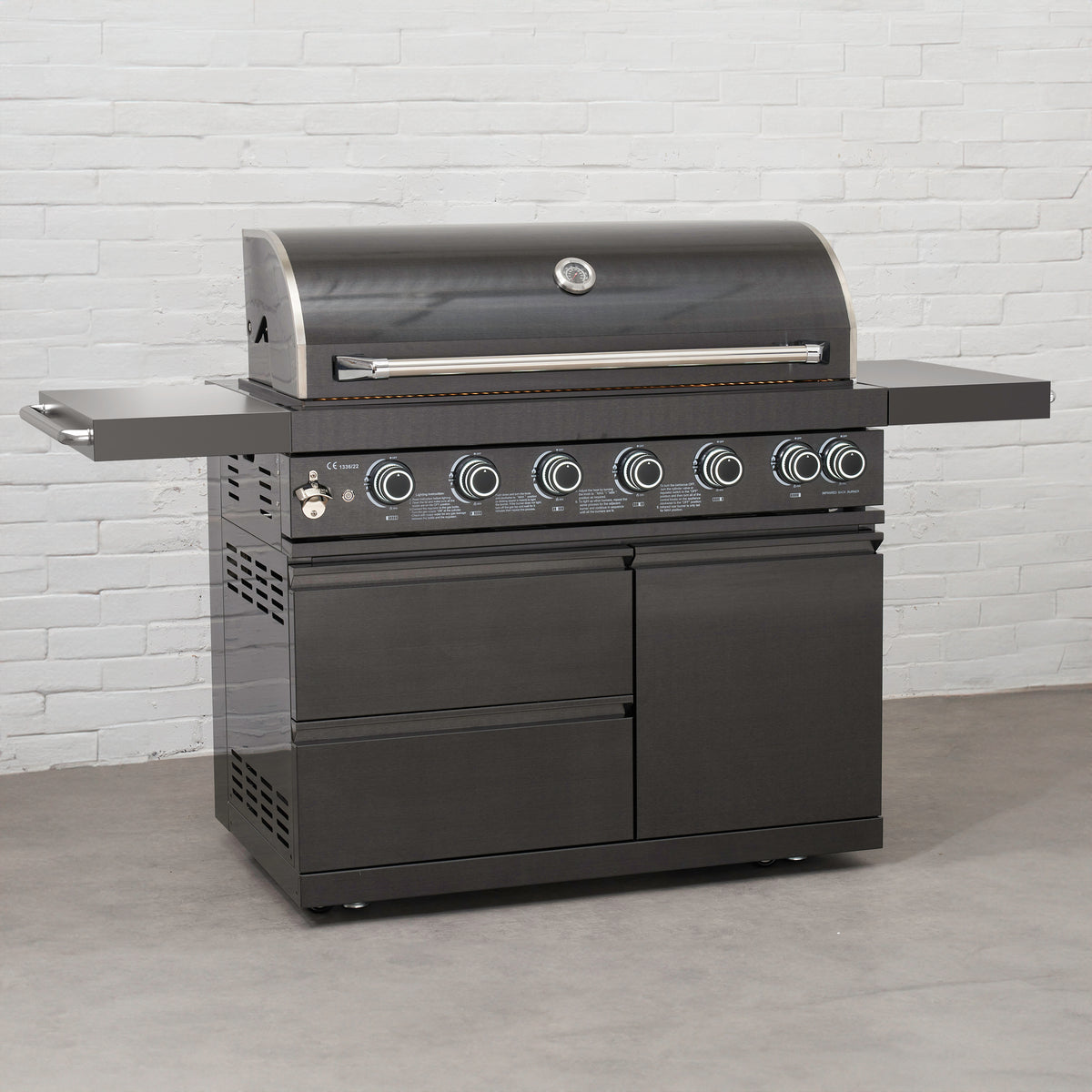 Draco Grills Outdoor Kitchen 6 Burner Black Stainless Steel Gas Barbecue