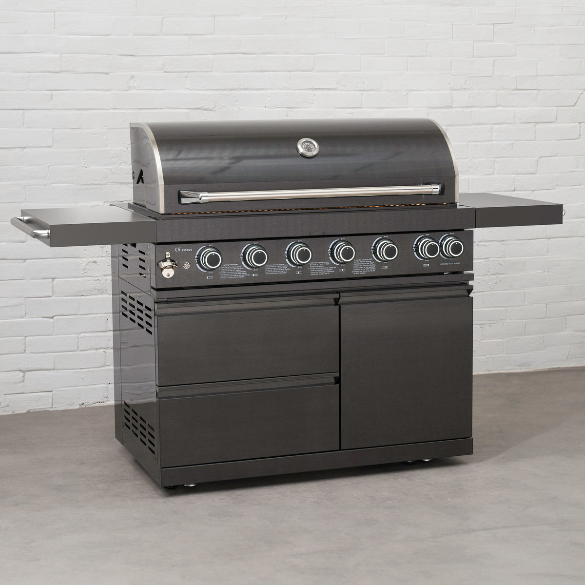 Draco Grills Outdoor Kitchen Black Stainless Steel Side Shelves for 4 &amp; 6 Burner Barbecue