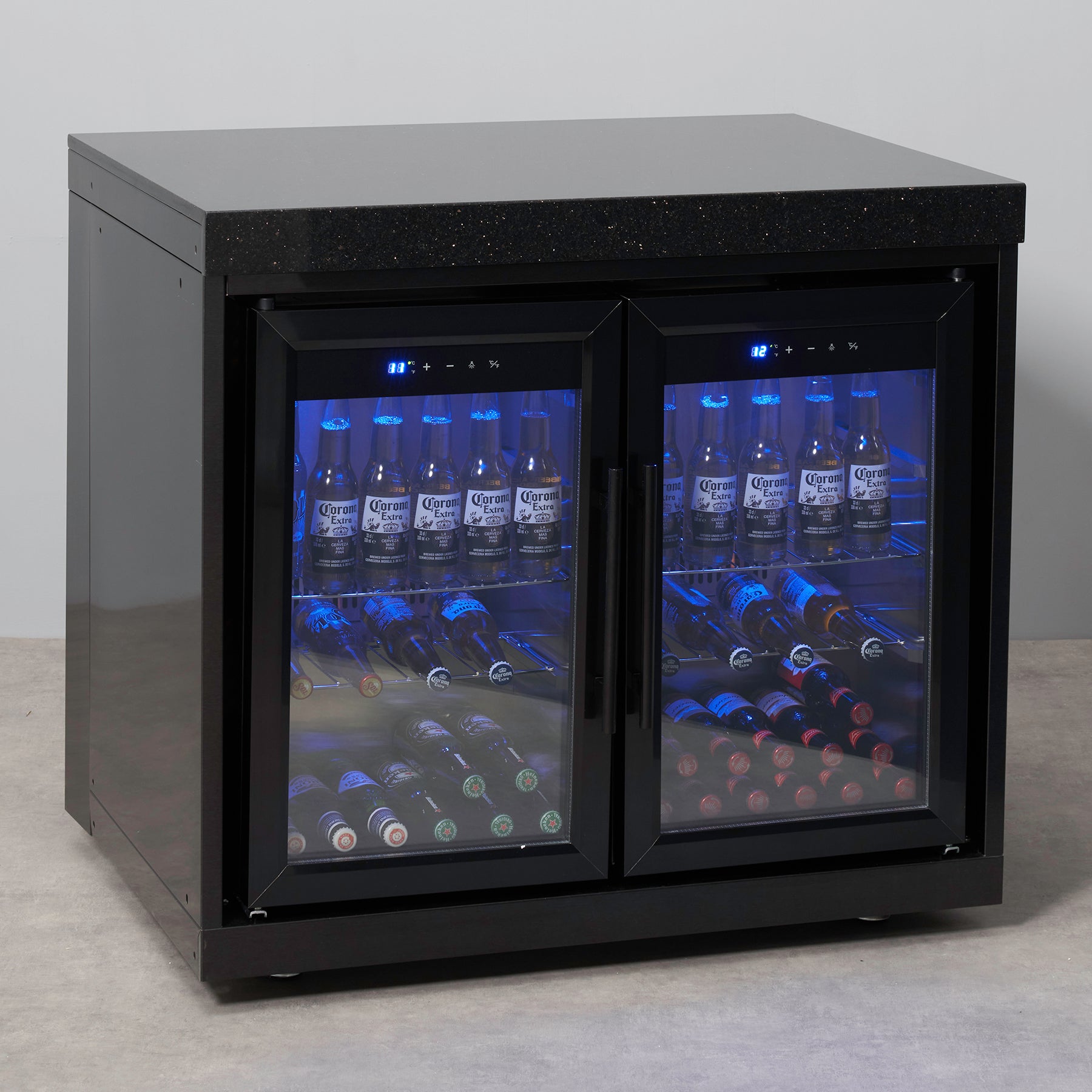 Draco Grills Outdoor Black Stainless Steel Double Fridge Cabinet