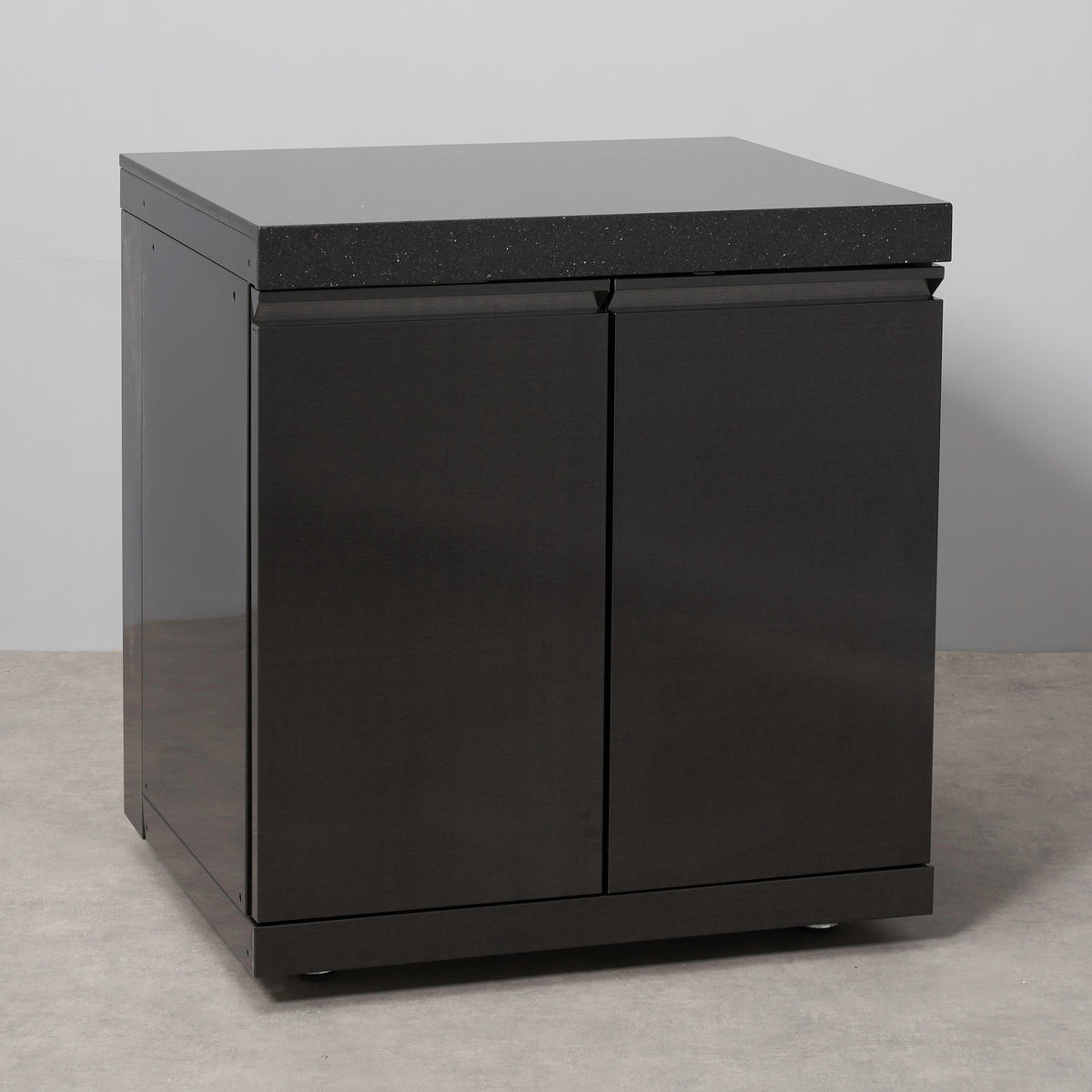 Draco Grills Outdoor Kitchen Black Stainless Steel Double Door Cabinet with Granite Top