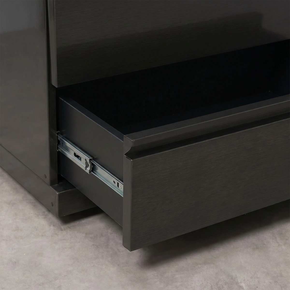 Draco Grills Outdoor Kitchen Black Stainless Steel Large 3 Drawer Cabinet with Granite Top