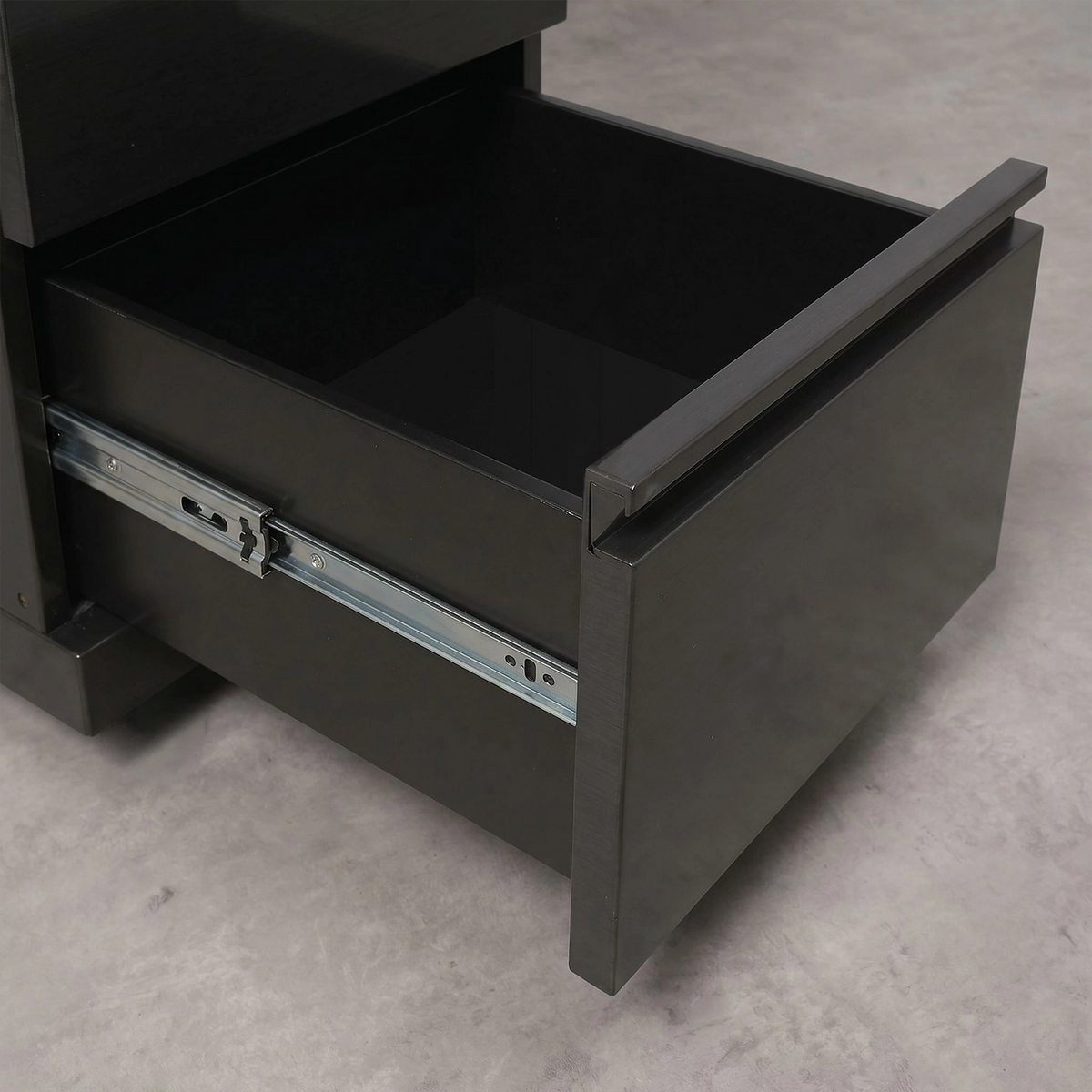 Draco Grills Outdoor Kitchen Black Stainless Steel Triple Drawer Cabinet with Granite Top