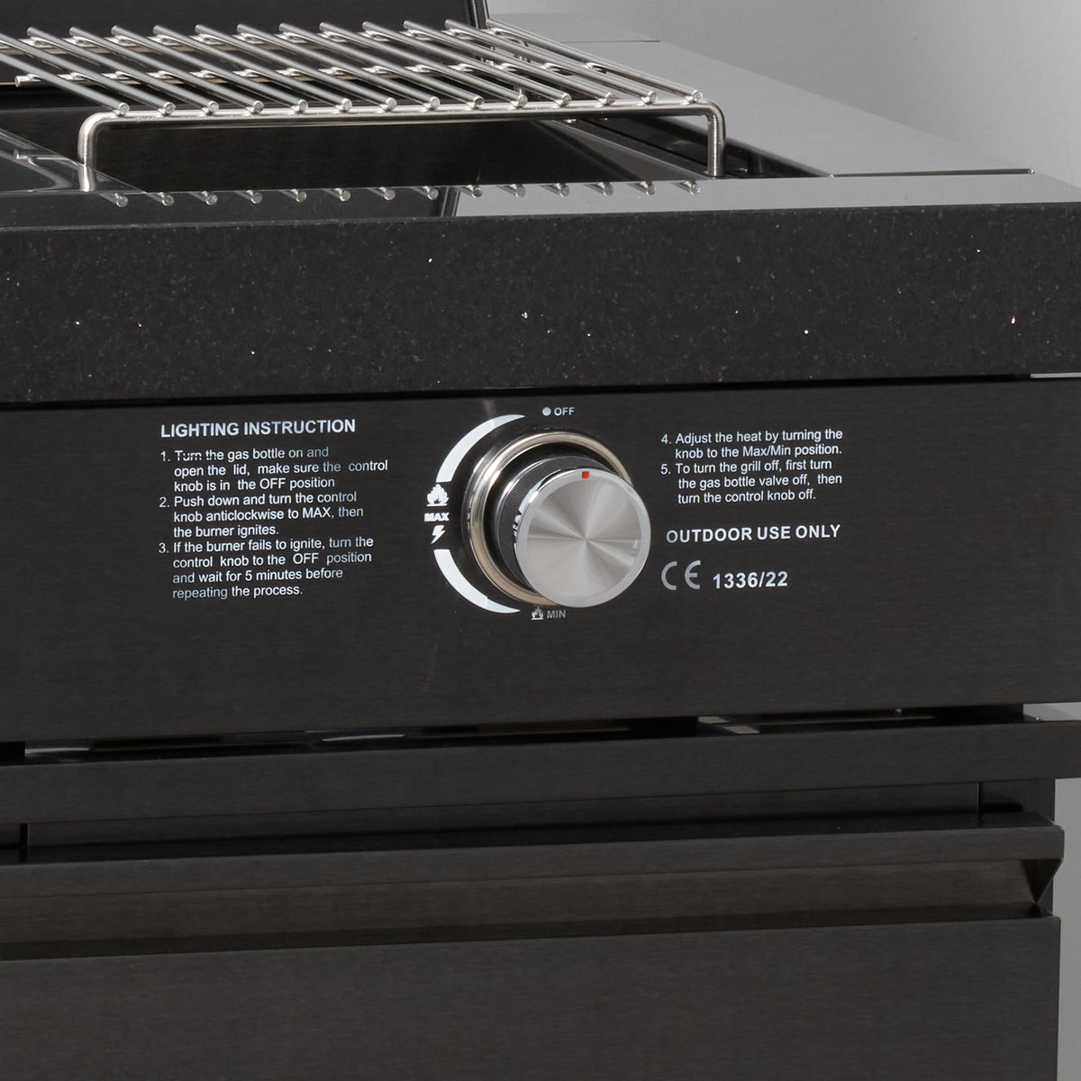 Draco Grills Outdoor Kitchen Black Stainless Steel Sear Station with Granite Top
