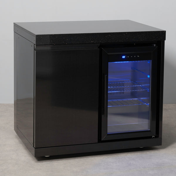 Draco Grills Outdoor Kitchen Black Stainless Steel Single Fridge Cabin