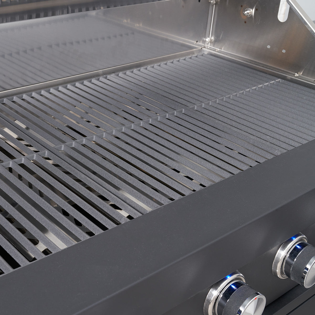 Draco Grills Fusion 6 Burner Black Outdoor Kitchen with Modular Side Burner and Single Fridge