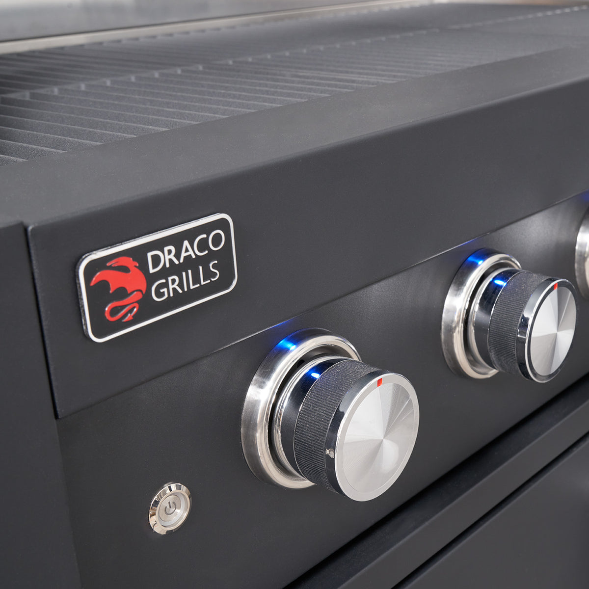 Draco Grills Fusion 6 Burner Black Outdoor Kitchen with Modular Side Burner, Single Fridge, 90 Degree Corner, Double Cupboard