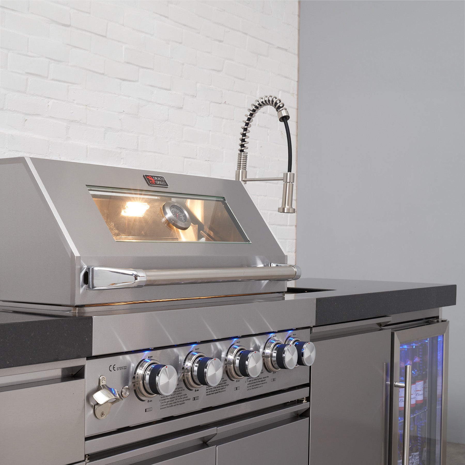 Draco Grills 4 Burner BBQ Modular Outdoor Kitchen with Sink and Fridge ...