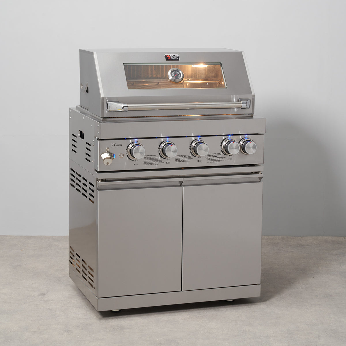 Draco Grills Z440 Deluxe 4 Burner Stainless Steel Gas Barbecue with Cabinet