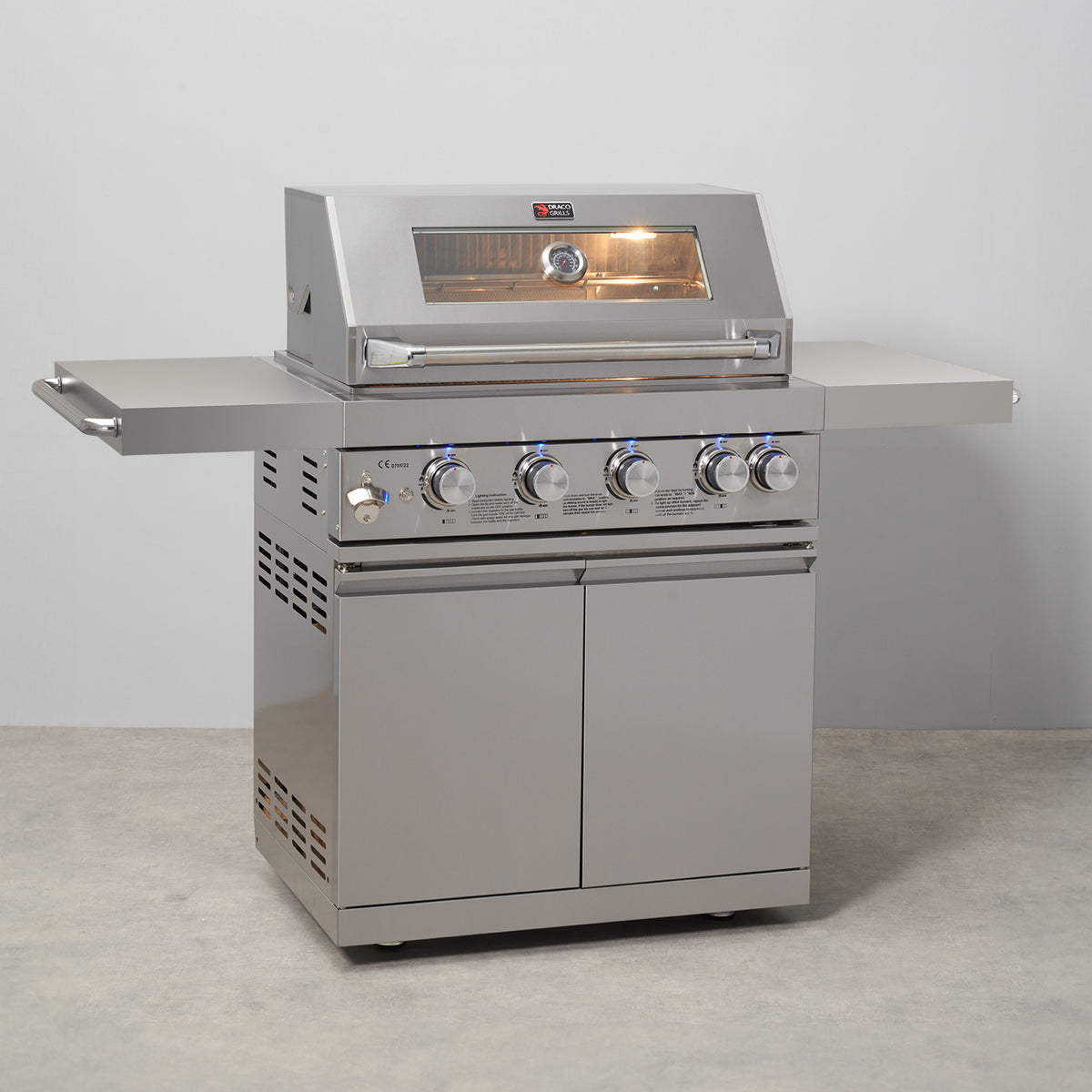 Draco Grills Z440 Deluxe 4 Burner Stainless Steel Gas Barbecue with Cabinet
